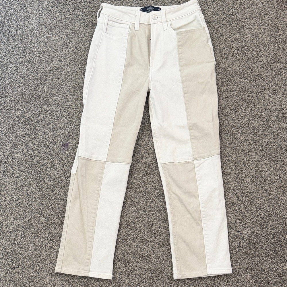Women’s Two-Tone Cream/White Patchwork Jeans
